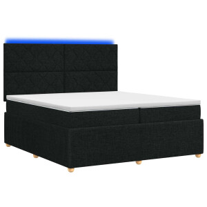vidaXL LED Boxspring Bed met Matras Zwart 200 x 200 cm Stof
