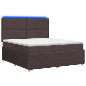 vidaXL LED Boxspring Bed met Matras Donkerbruin 200 x 200 cm Stof