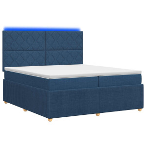 vidaXL LED Boxspring Bed met Matras Blauw 200 x 200 cm Stof