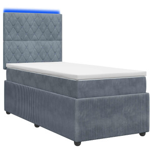 vidaXL LED Boxspring Bed met Matras Donkergrijs 80 x 200 cm Fluweel