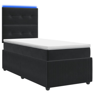 vidaXL LED Boxspring Bed met Matras Zwart 90 x 200 cm Fluweel