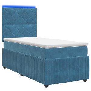 vidaXL LED Boxspring Bed met Matras Blauw 90 x 200 cm Fluweel