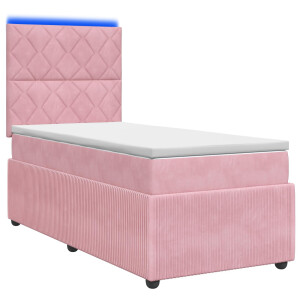 vidaXL LED Boxspring Bed met Matras Roze 90 x 200 cm Fluweel