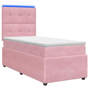 vidaXL LED Boxspring Bed met Matras Roze 100 x 200 cm Fluweel