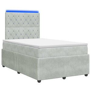 vidaXL LED Boxspring Bed met Matras Lichtgrijs 120 x 190 cm Fluweel