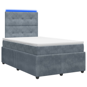 vidaXL LED Boxspring Bed met Matras Donkergrijs 120 x 190 cm Fluweel
