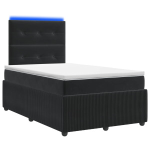 vidaXL LED Boxspring Bed met Matras Zwart 120 x 190 cm Fluweel
