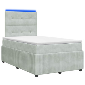 vidaXL LED Boxspring Bed met Matras Lichtgrijs 120 x 200 cm Fluweel