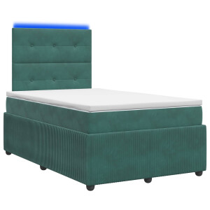 vidaXL LED Boxspring Bed met Matras Donkergroen 120 x 200 cm Fluweel