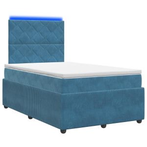 vidaXL LED Boxspring Bed met Matras Blauw 120 x 200 cm Fluweel