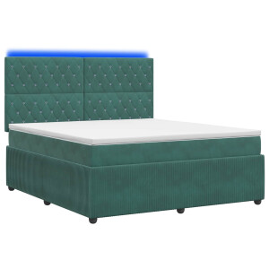 vidaXL LED Boxspring Bed met Matras Donkergroen 140 x 190 cm Fluweel