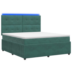 vidaXL LED Boxspring Bed met Matras Donkergroen 140 x 190 cm Fluweel