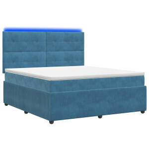 vidaXL LED Boxspring Bed met Matras Blauw 140 x 190 cm Fluweel