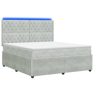 vidaXL LED Boxspring Bed met Matras Lichtgrijs 140 x 200 cm Fluweel