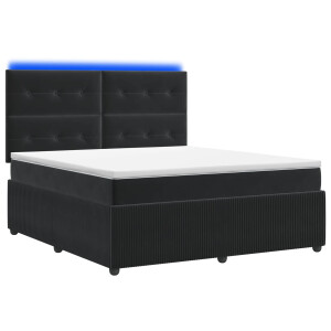vidaXL LED Boxspring Bed met Matras Zwart 140 x 200 cm Fluweel