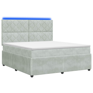 vidaXL LED Boxspring Bed met Matras Lichtgrijs 140 x 200 cm Fluweel