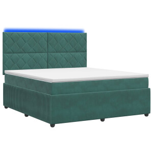 vidaXL LED Boxspring Bed met Matras Donkergroen 140 x 200 cm Fluweel