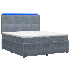 vidaXL LED Boxspring Bed met Matras Donkergrijs 160 x 200 cm Fluweel