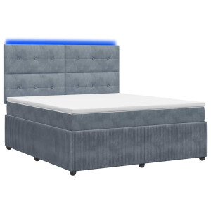 vidaXL LED Boxspring Bed met Matras Donkergrijs 160 x 200 cm Fluweel