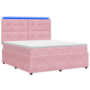 vidaXL LED Boxspring Bed met Matras Roze 160 x 200 cm Fluweel