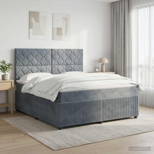 vidaXL LED Boxspring Bed met Matras Donkergrijs 180 x 200 cm Fluweel