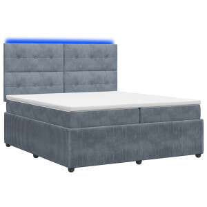 vidaXL LED Boxspring Bed met Matras Donkergrijs 200 x 200 cm Fluweel