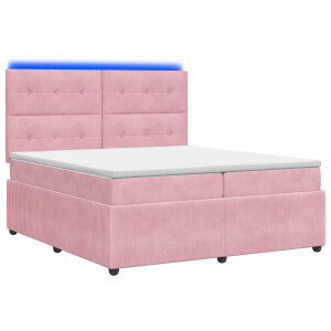 vidaXL LED Boxspring Bed met Matras Roze 200 x 200 cm Fluweel