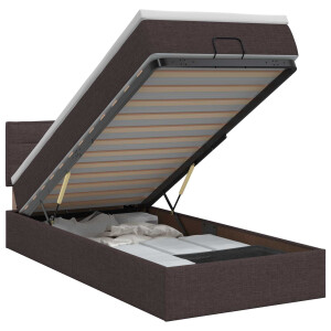 vidaXL Ottoman bed met matras Donkerbruin 90 x 190 cm Stof