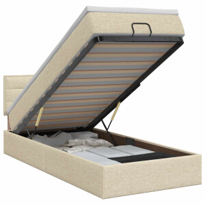vidaXL Ottoman bed met matras Crèmekleurig 100 x 200 cm Stof