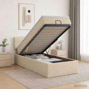 vidaXL Ottoman bed met matras Crèmekleurig 90 x 190 cm Stof