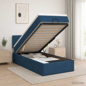 vidaXL Ottoman bed met matras met hoofdeinde Blauw 100 x 200 cm Stof