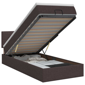 vidaXL Ottoman bed met matras Donkerbruin 90 x 190 cm Stof