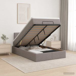 vidaXL Ottoman Bed met Matrassen en LED Taupe 120 x 190 cm Stof