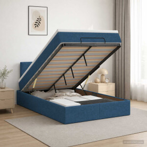 vidaXL Ottoman bed met matras met hoofdeinde Blauw 120 x 200 cm Stof