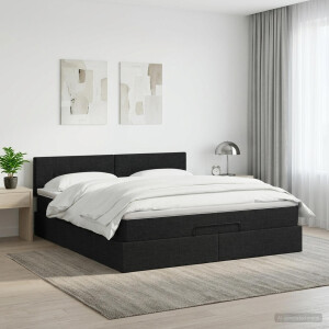 vidaXL Ottoman bed met matras met hoofdeinde Zwart 160 x 200 cm Stof