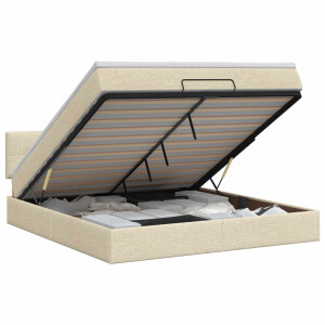 vidaXL Ottoman bed met matras Crèmekleurig 140 x 200 cm Stof