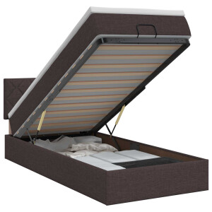 vidaXL Ottoman bed met matras Donkerbruin 90 x 190 cm Stof