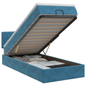 vidaXL Ottoman bed met matras Donkerblauw 80 x 200 cm Fluweel