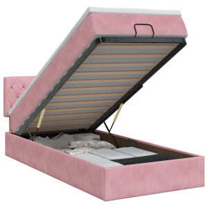 vidaXL Ottoman bed met matras met hoofdeinde Roze 80 x 200 cm Fluweel