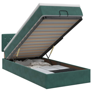 vidaXL Ottoman bed met matras Donkergroen 90 x 200 cm Fluweel