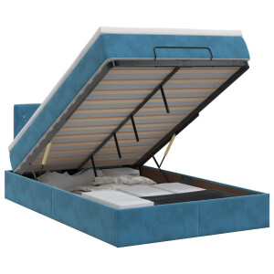 vidaXL Ottoman bed met matras Donkerblauw 120 x 190 cm Fluweel