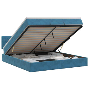 vidaXL Ottoman bed met matras Donkerblauw 140 x 200 cm Fluweel