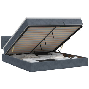 vidaXL Ottoman bed met matras Donkergrijs 160 x 200 cm Fluweel