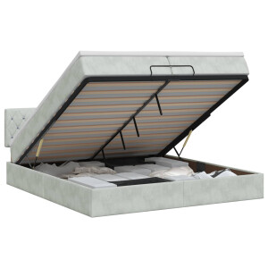 vidaXL Ottoman bed met matras Lichtgrijs 200 x 200 cm Fluweel