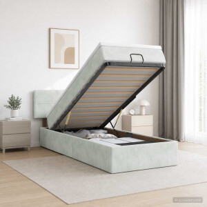 vidaXL Ottoman bed met matras Lichtgrijs 80 x 200 cm Fluweel