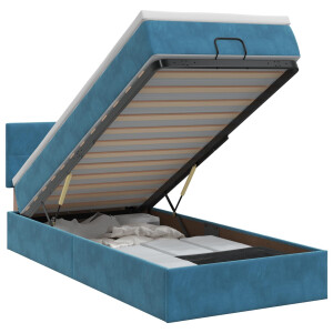 vidaXL Ottoman bed met matras Donkerblauw 90 x 200 cm Fluweel
