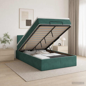 vidaXL Ottoman bed met matras Donkergroen 120 x 200 cm Fluweel