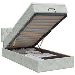 vidaXL Ottoman bed met matras Lichtgrijs 80 x 200 cm Fluweel