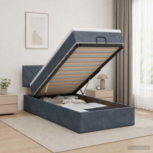 vidaXL Ottoman bed met matras Donkergrijs 100 x 200 cm Fluweel