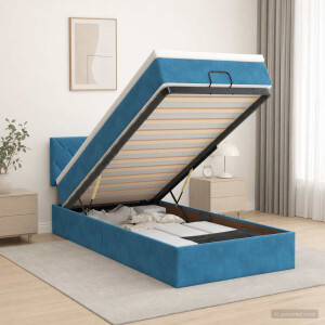 vidaXL Ottoman bed met matras Donkerblauw 80 x 200 cm Fluweel